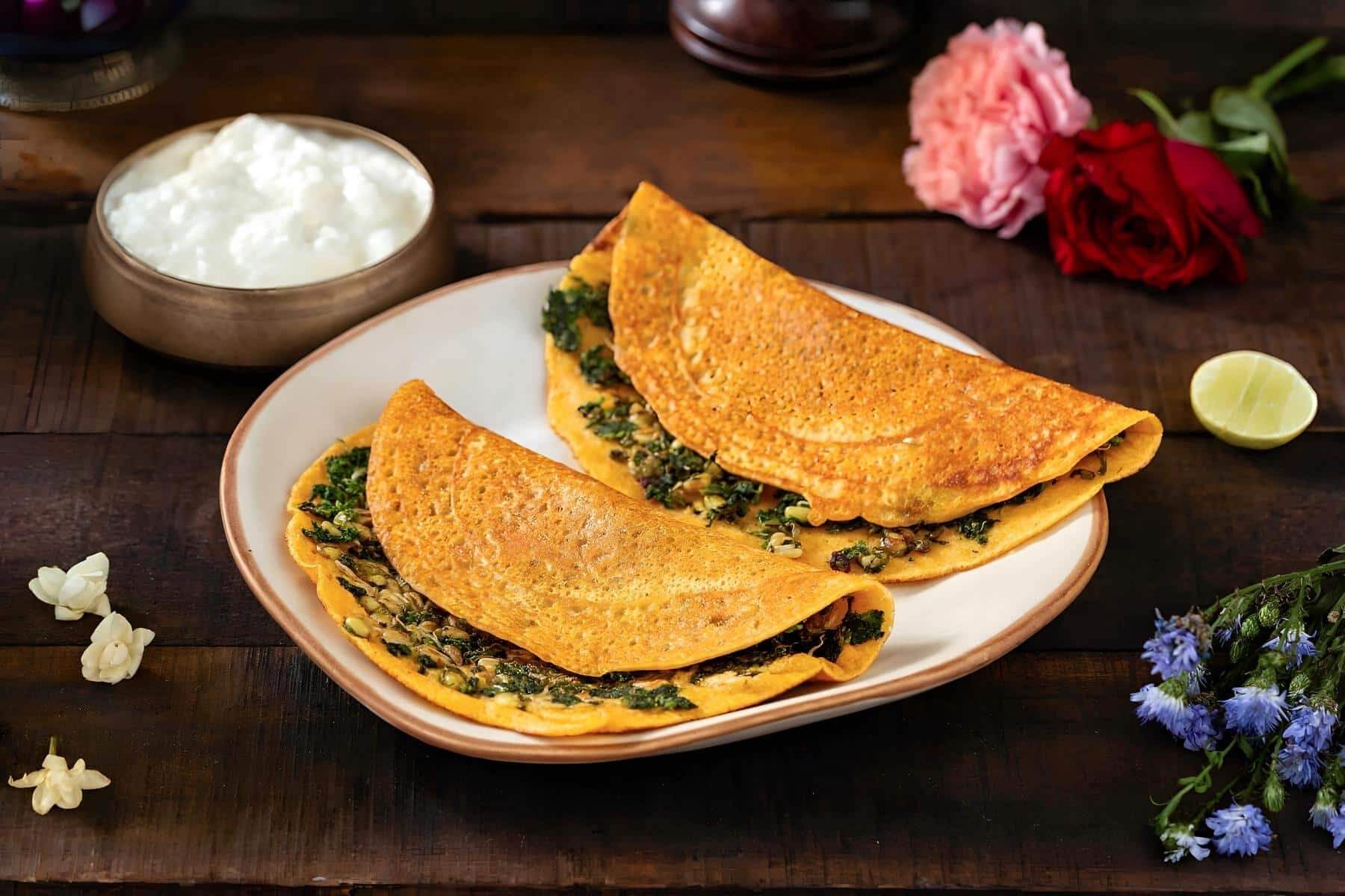 Paneer & Spinach Moong Dal Chilla